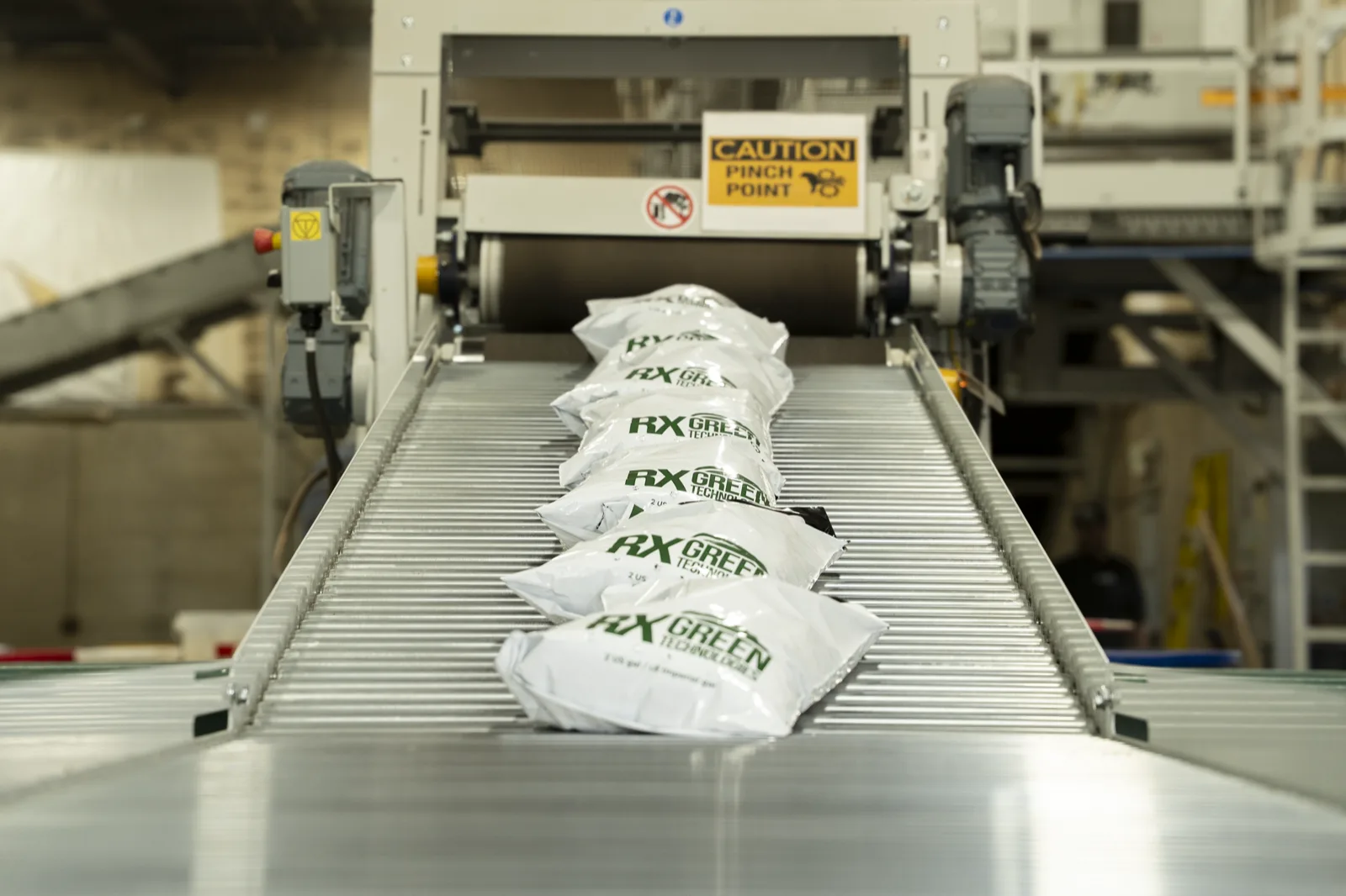 Rx Green coco bags on the production line at the Denver facility
